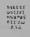 Alphabet with cat form.Alphabet en forme de chat.